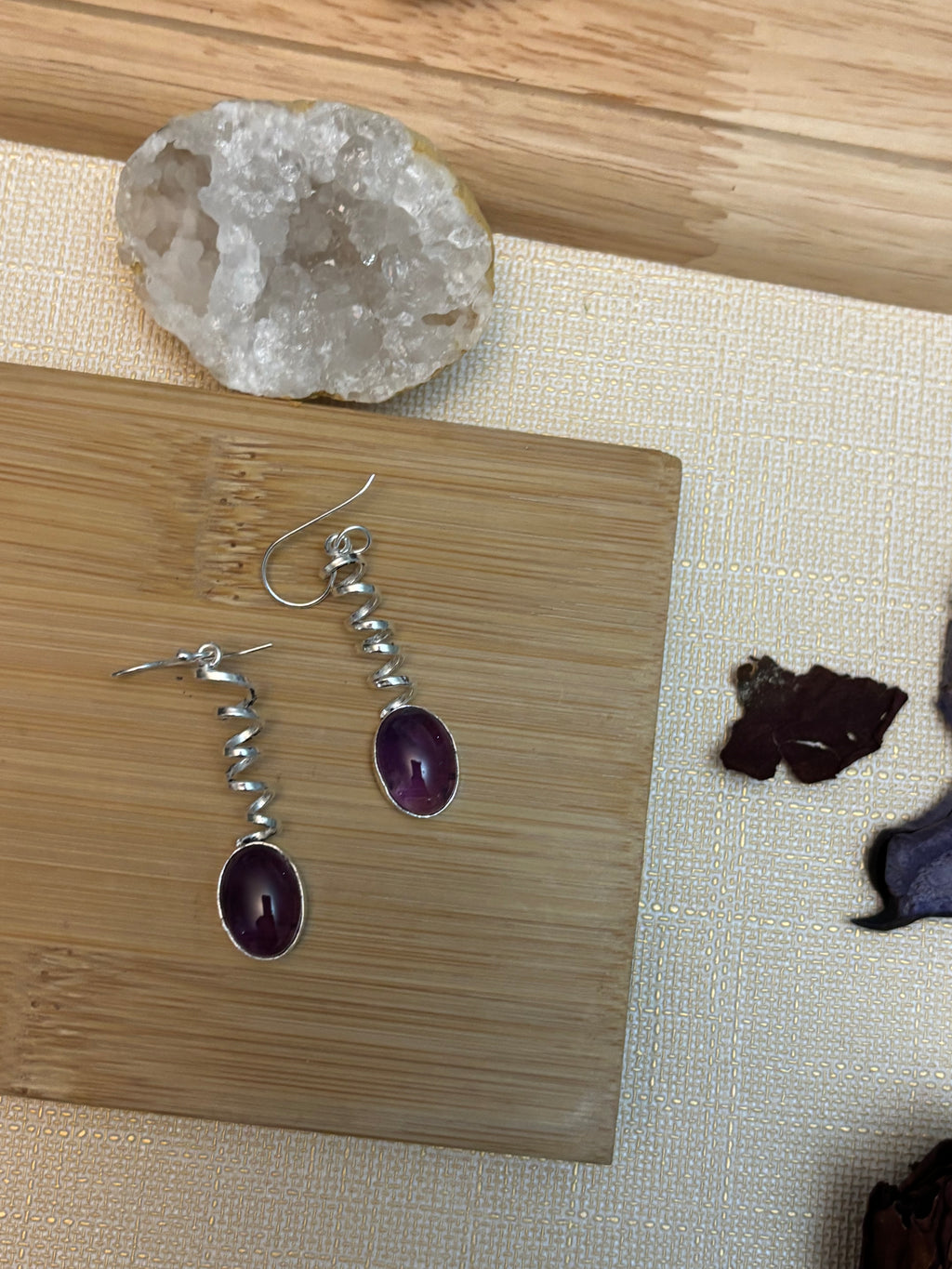 Boucles d'oreilles  améthyste en plaqué argent