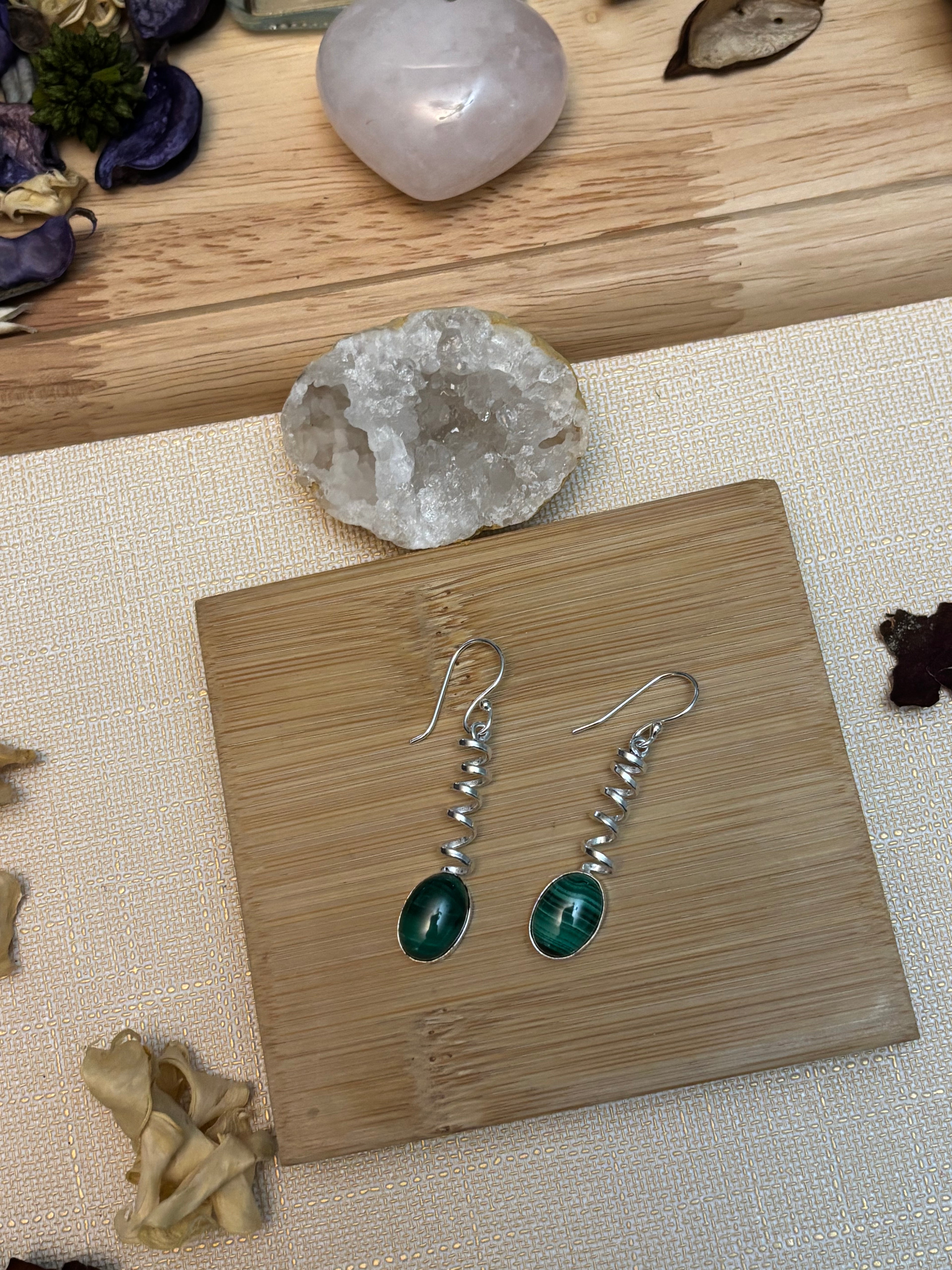 Boucle d’oreille en Malachite