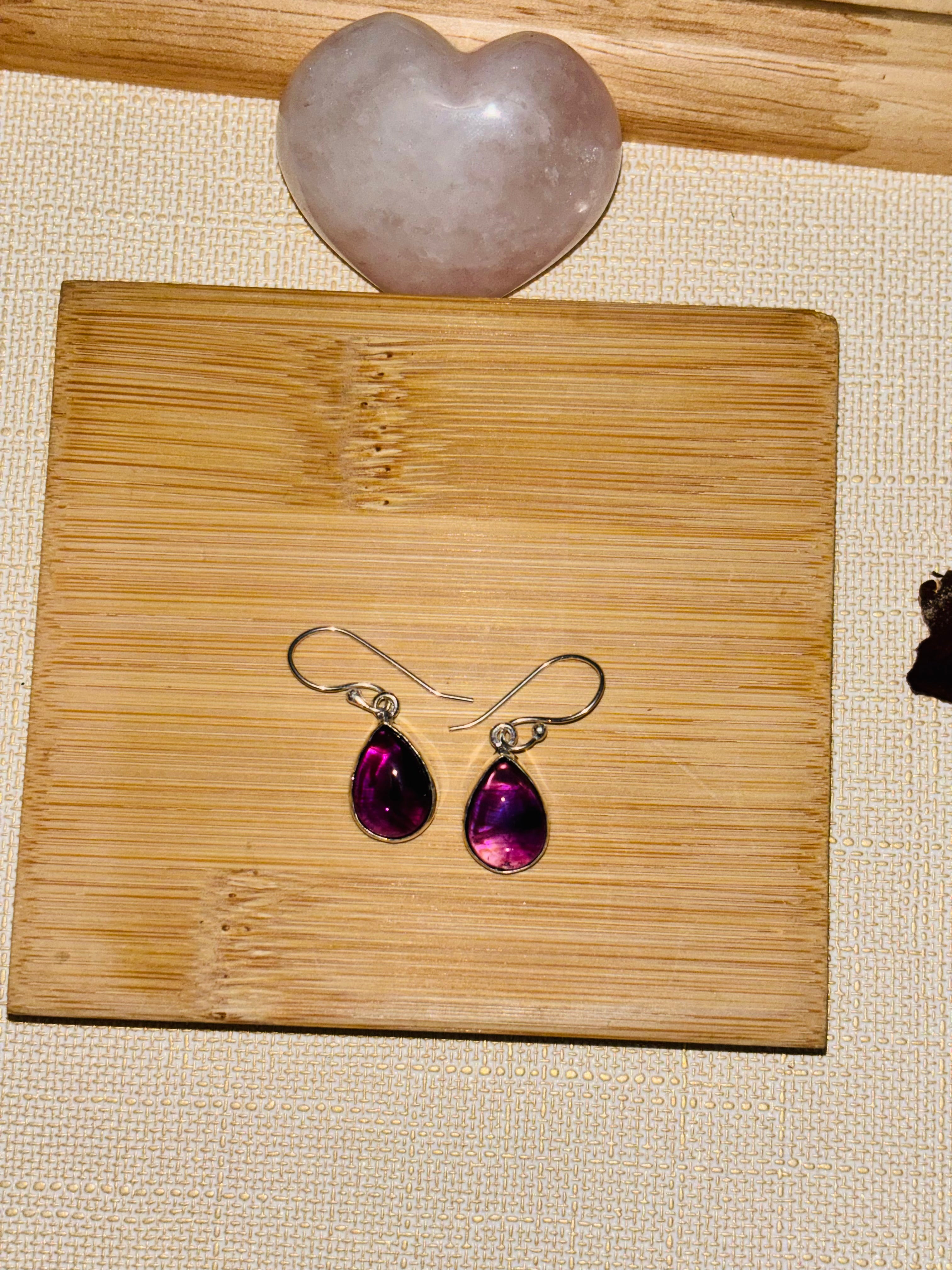 Boucle d’oreille en Rubis en plaqué argent