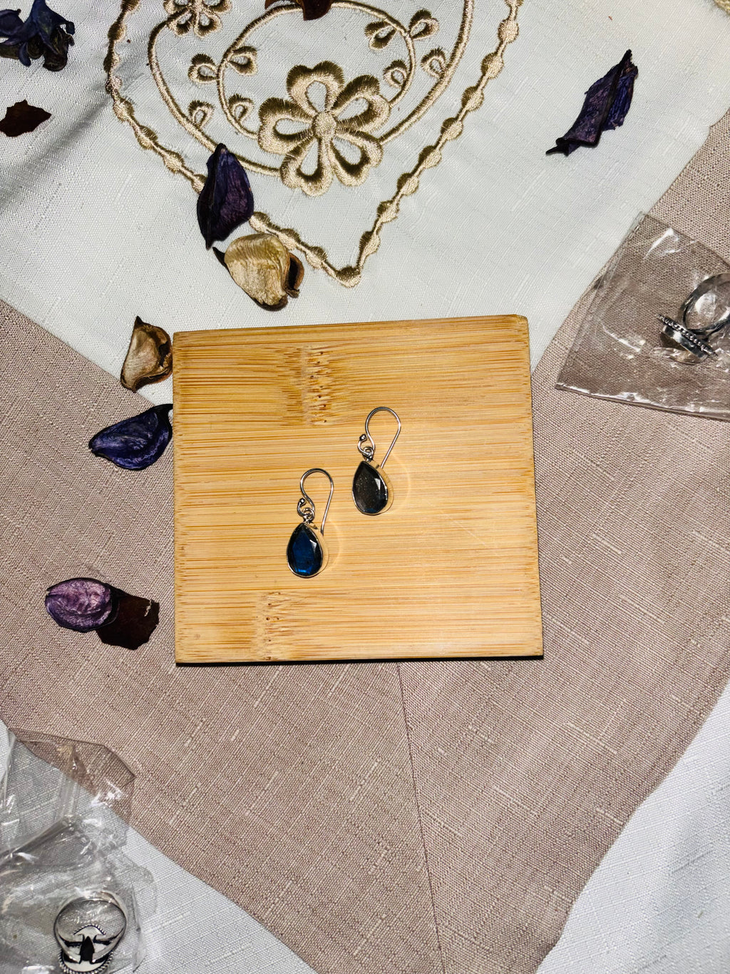 Boucle d’oreille en Labradorite en plaqué argent