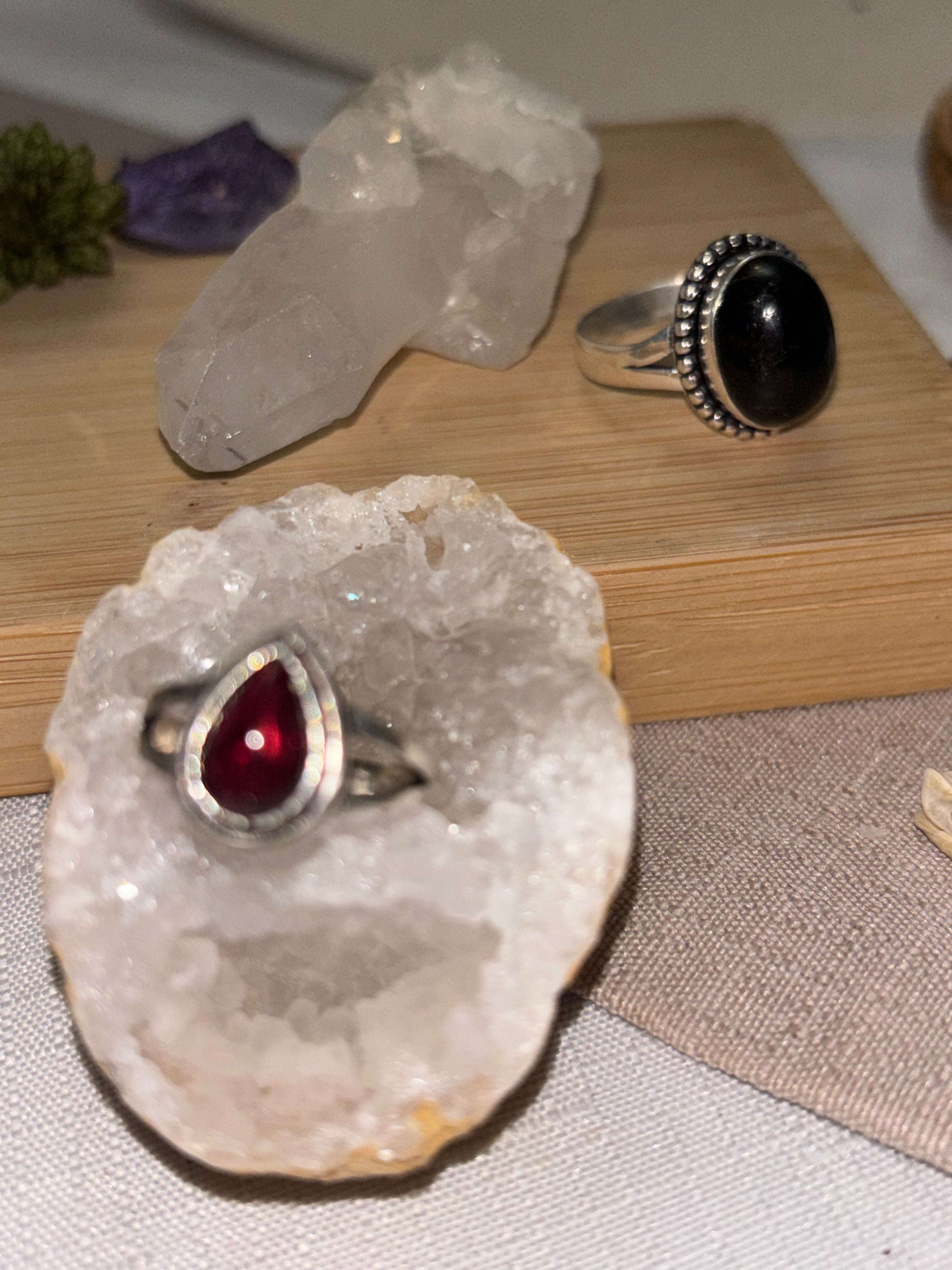 Bague Rubis en Argent Plaqué - Pierre Naturelle Rouge