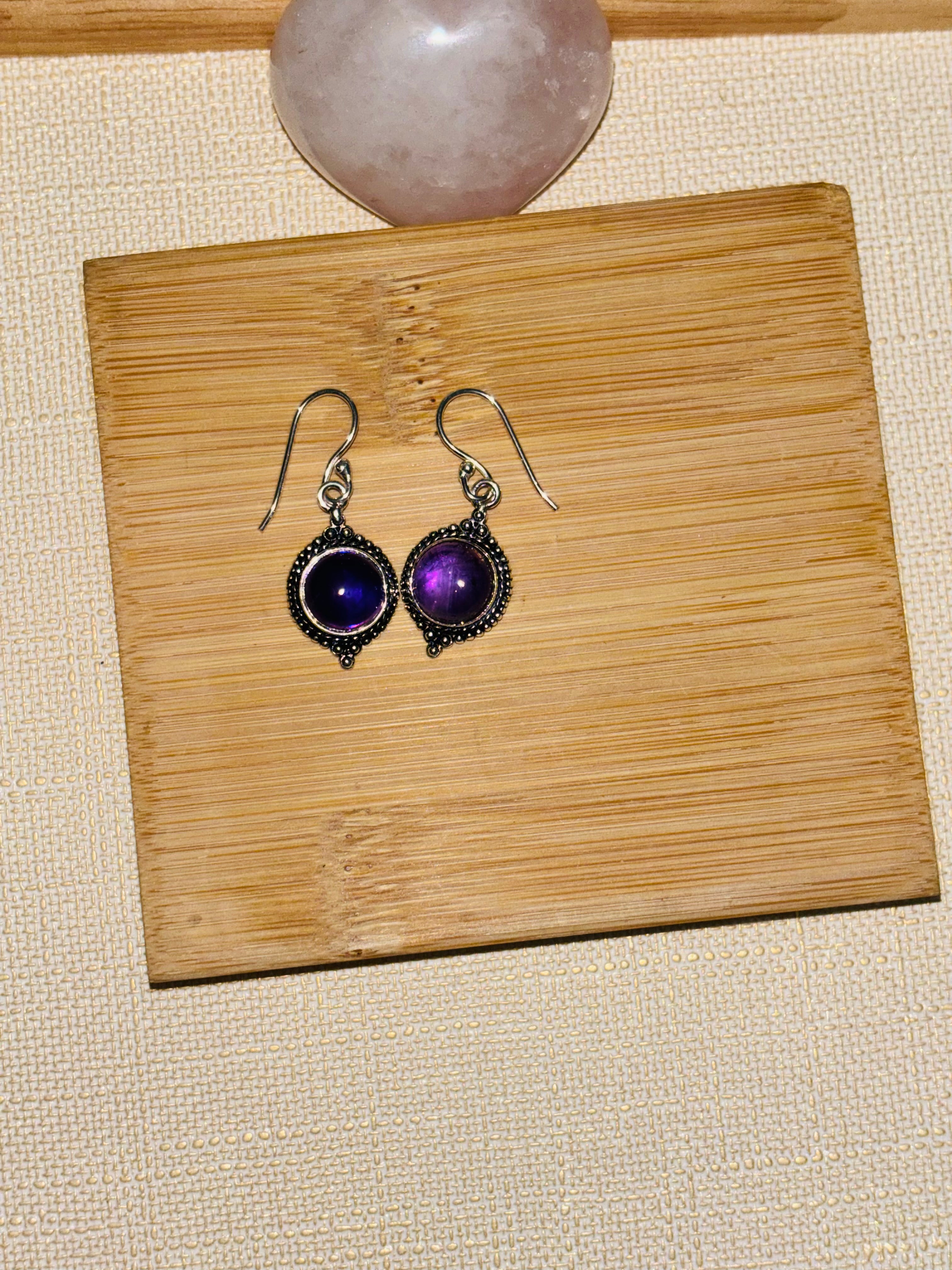 Boucles d'oreilles  améthyste en plaqué argent