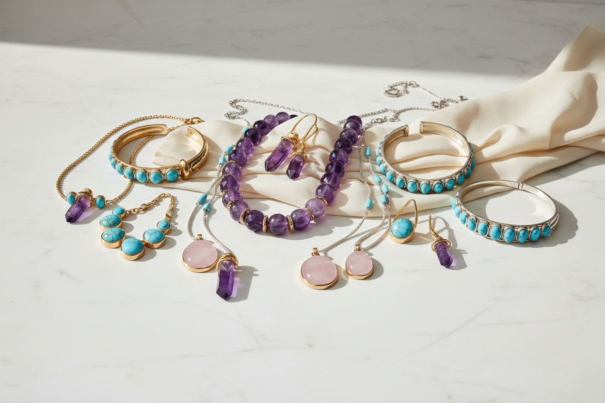 Collection de bijoux en pierres naturelles